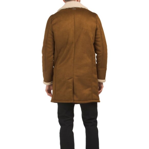 Guess Tan and Cream Double-Breasted Pea Coat - Picture 3 of 6